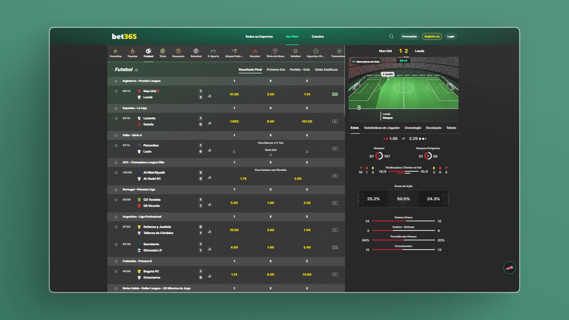 imagem Apostas ao vivo bet365