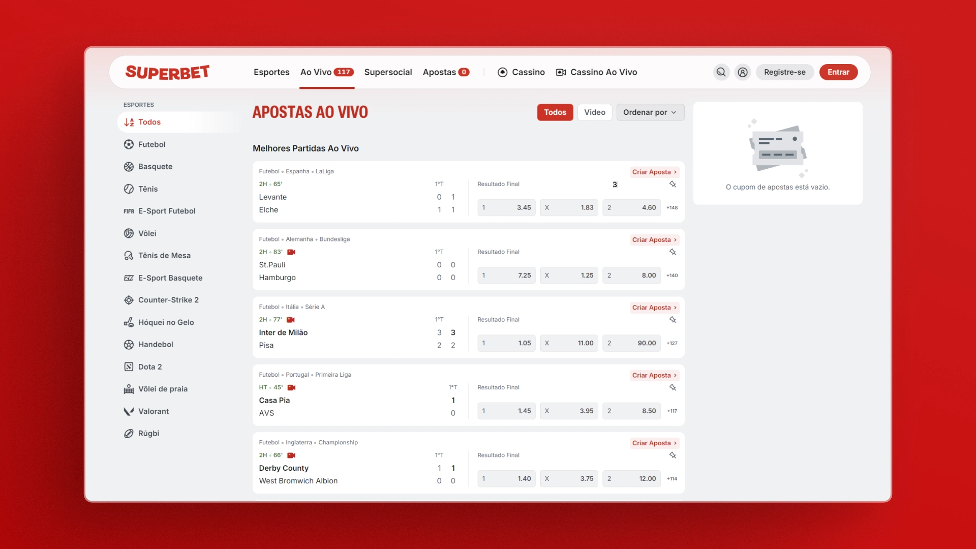 imagem Apostas ao vivo superbet