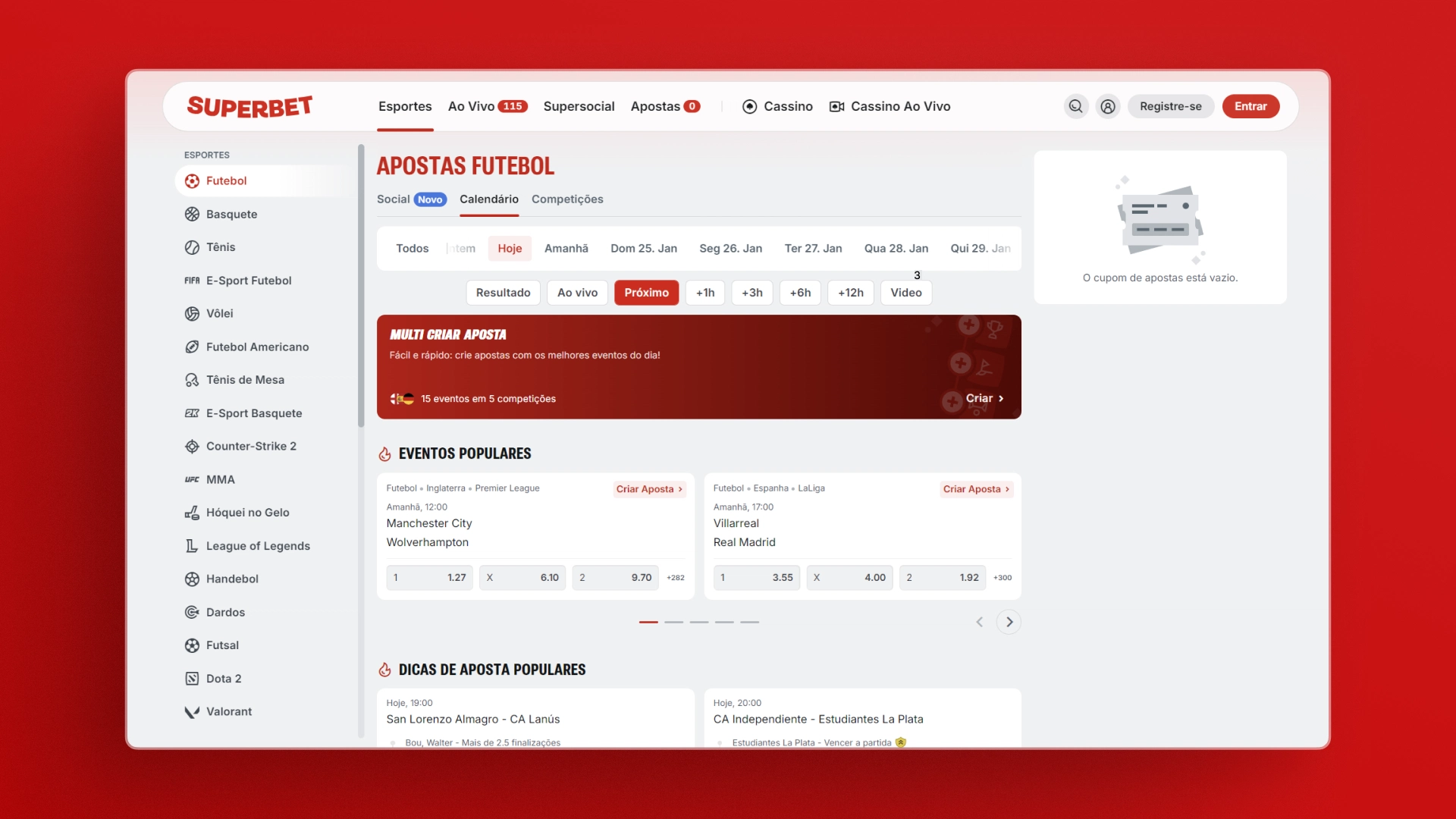 imagem Apostas futebol superbet
