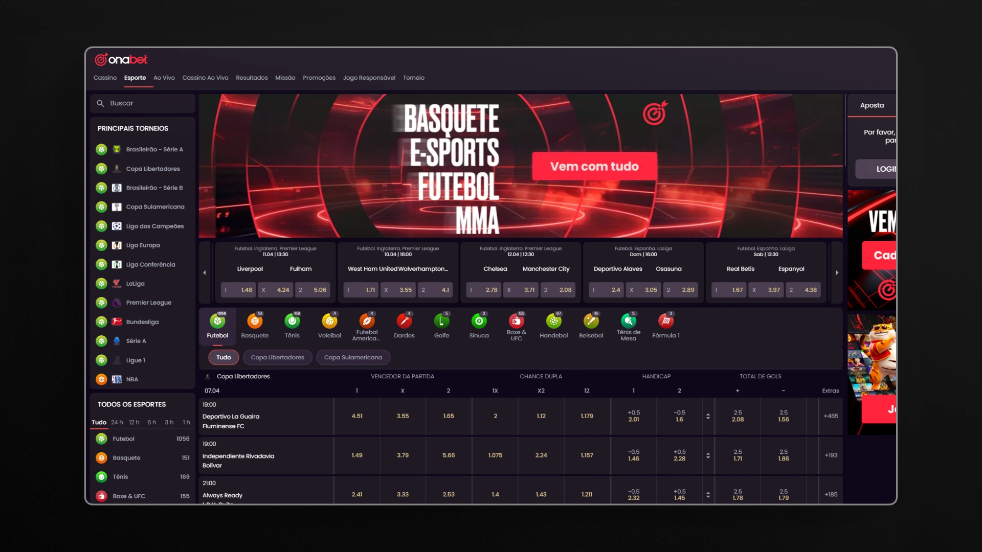 imagem apostas esportivas Onabet