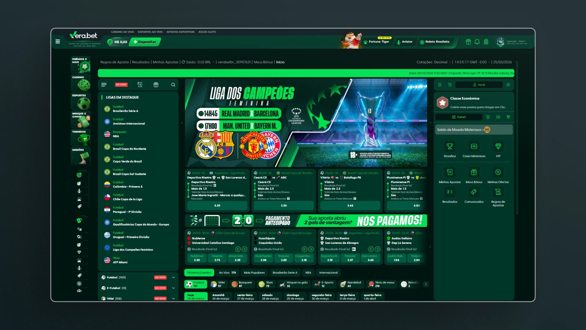 imagem apostas esportivas VeraBet