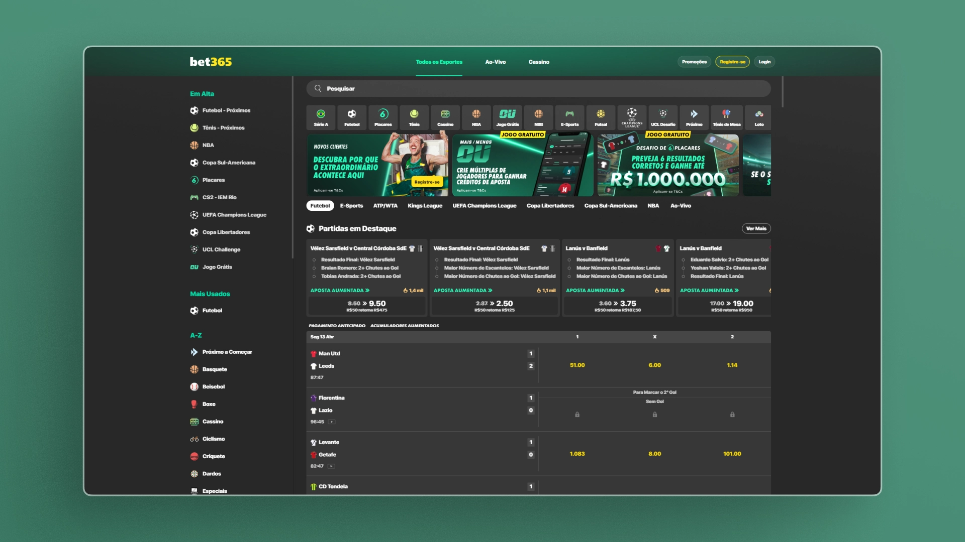 imagem apostas esportivas bet365