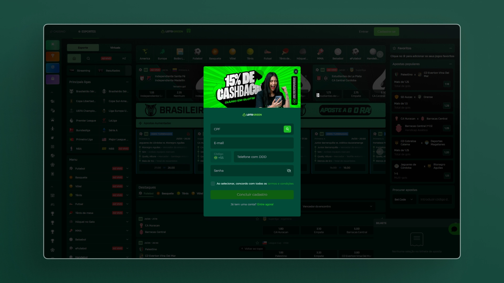 imagem cadastro Lotogreen