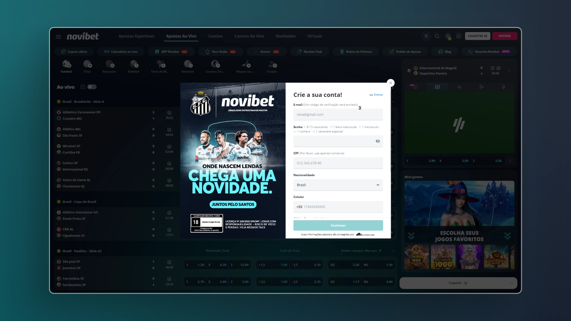 imagem cadastro novibet