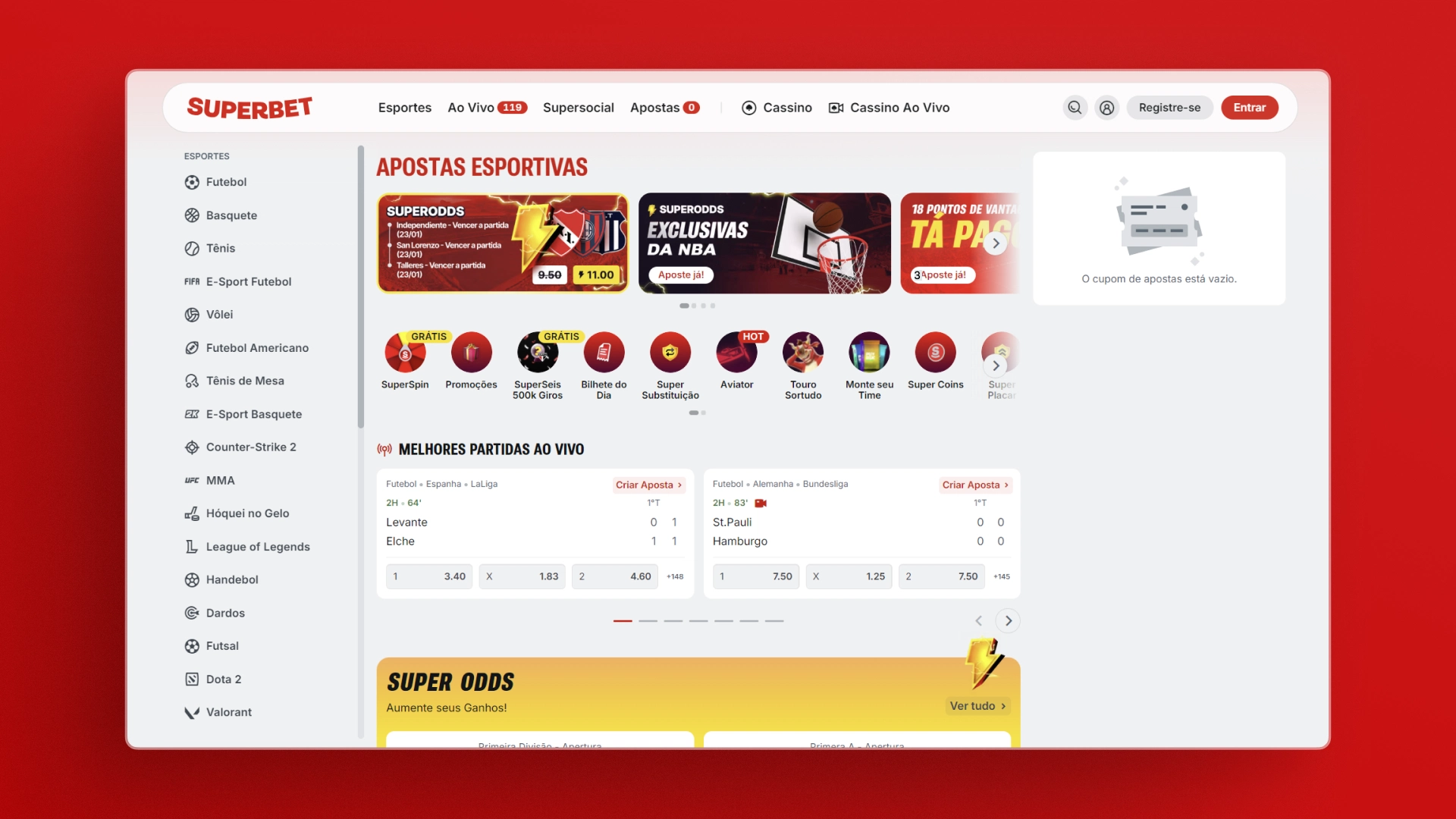 imagem pagina inicial superbet