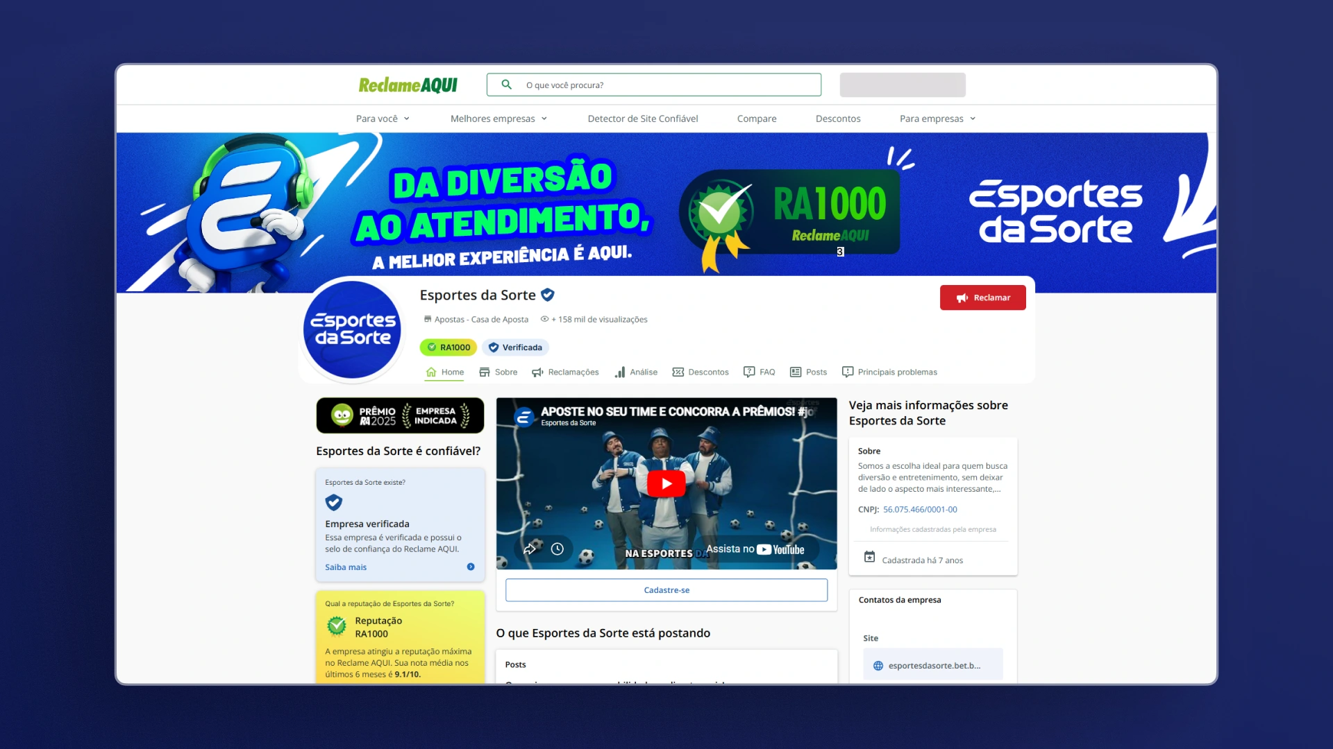 imagem reclame aqui Esportes da Sorte