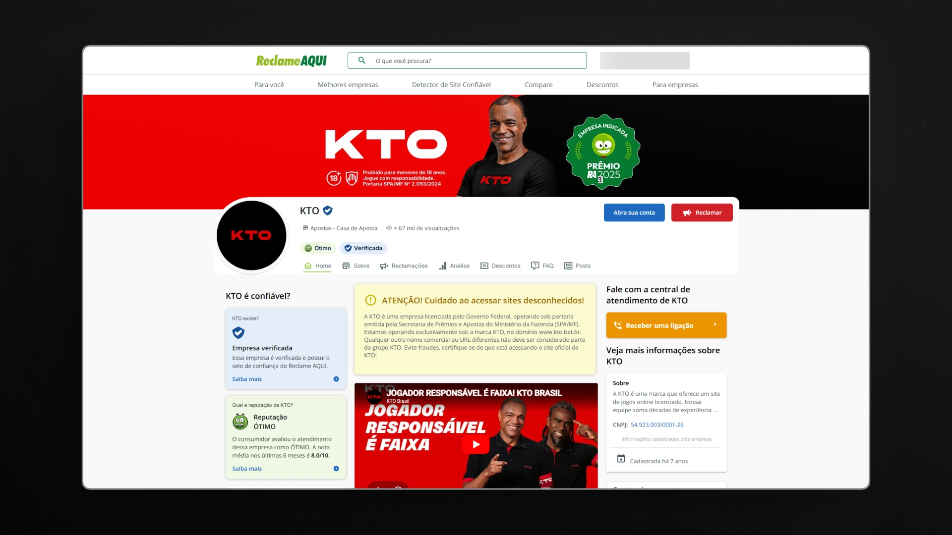 imagem reclame aqui KTO