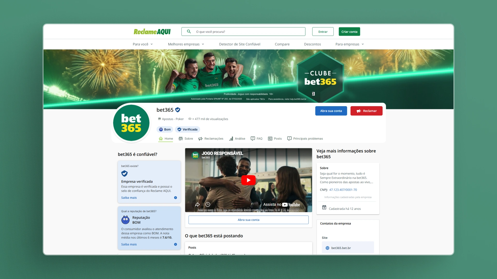imagem reclame aqui bet365