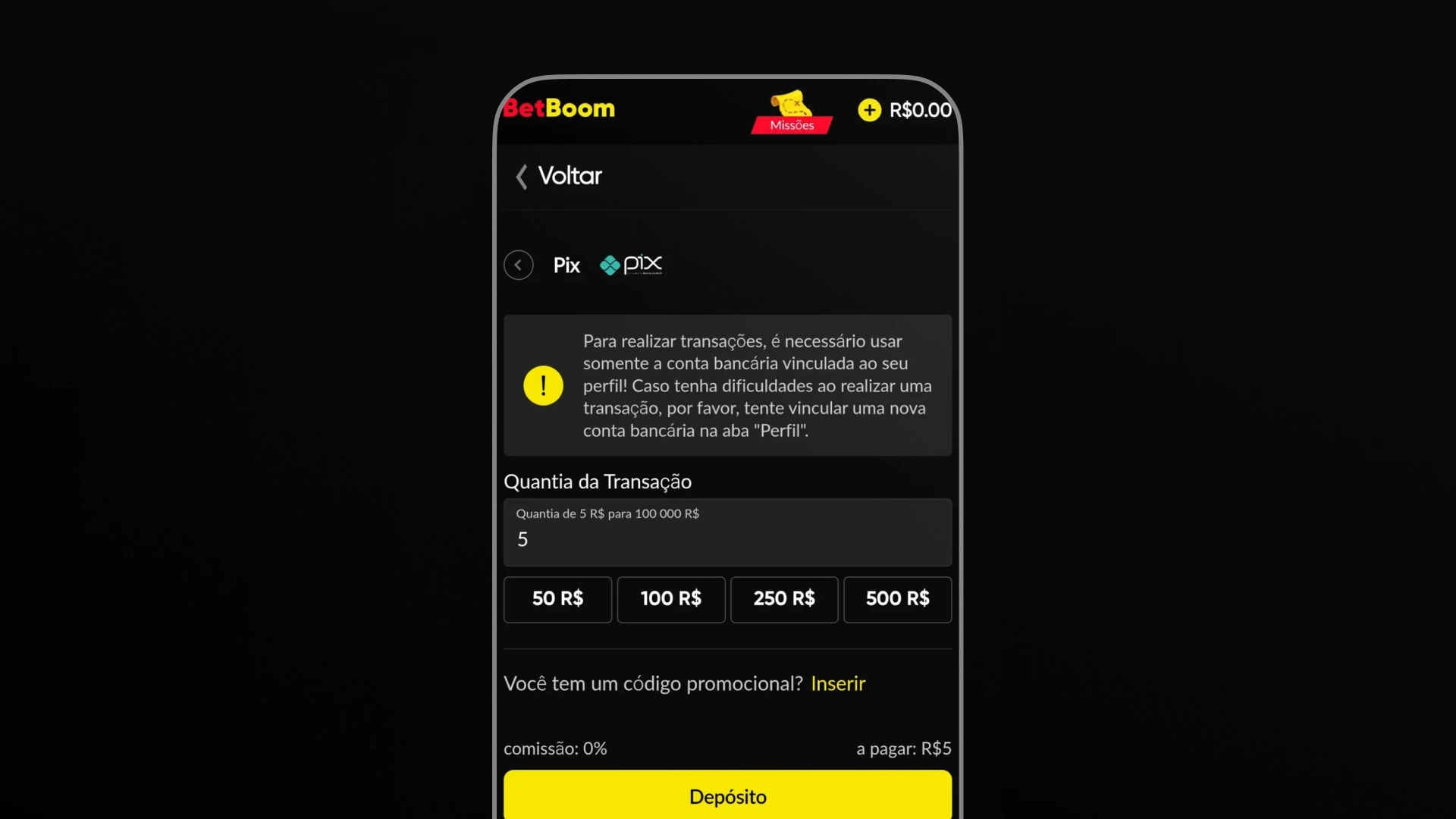 imagem seção de pagamento betboom