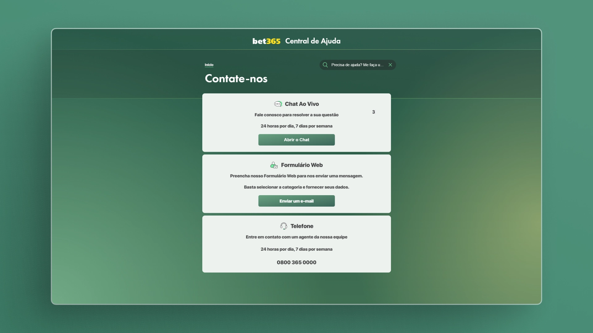 imagem suporte bet365