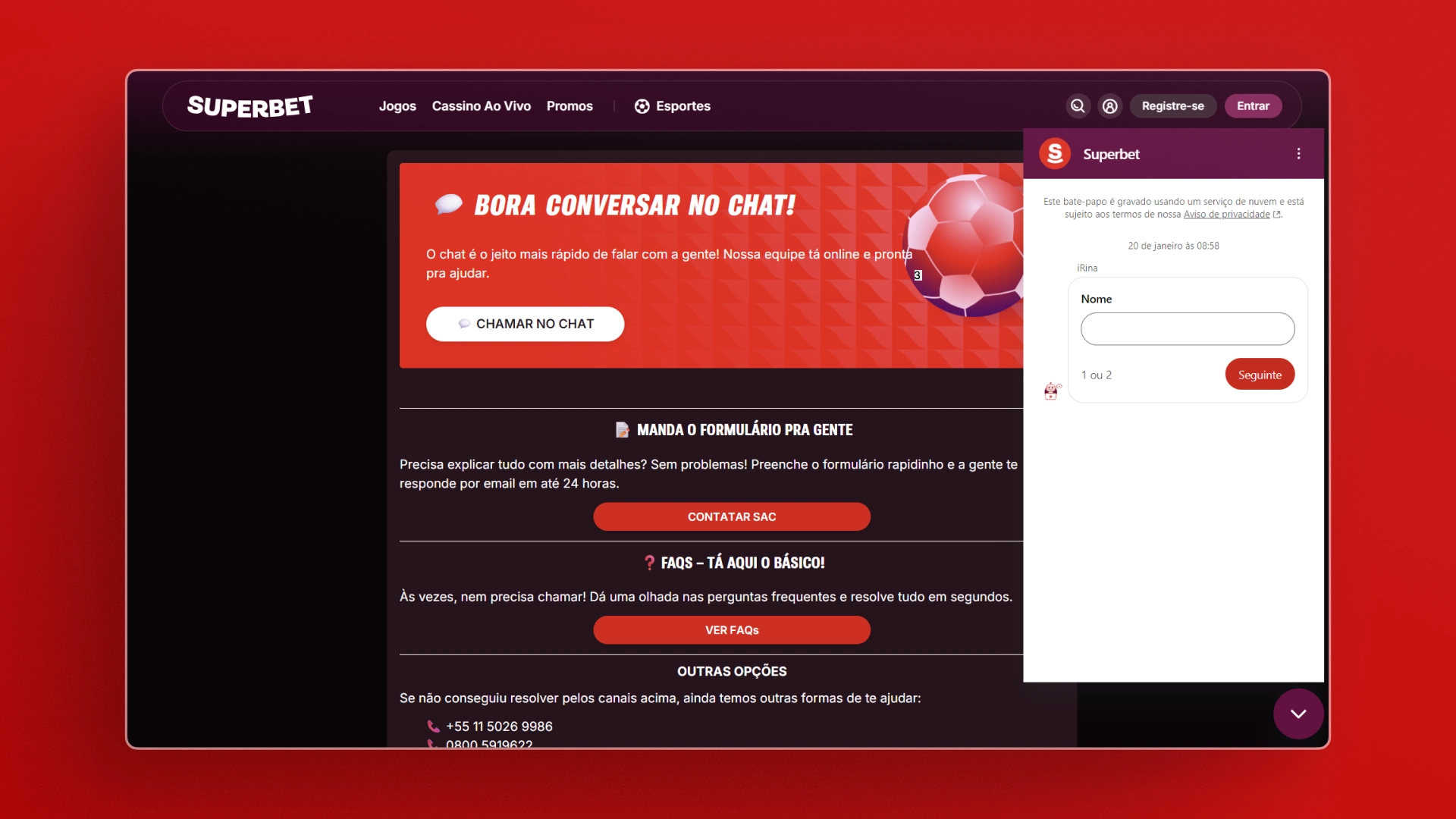imagem suporte superbet